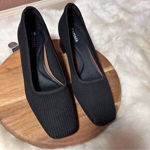 Vivaia Elegant Black Heels with Textured Fabric Size EU 41.5